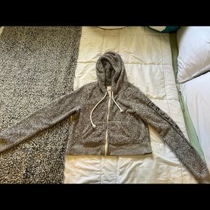 Fuzzy cropped grey Hollister jacket